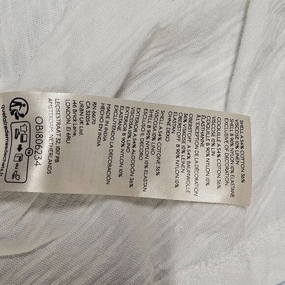 Free People Rendezvous Lace Trim Top Blouse Women Size S White/Black - Picture 15 of 15